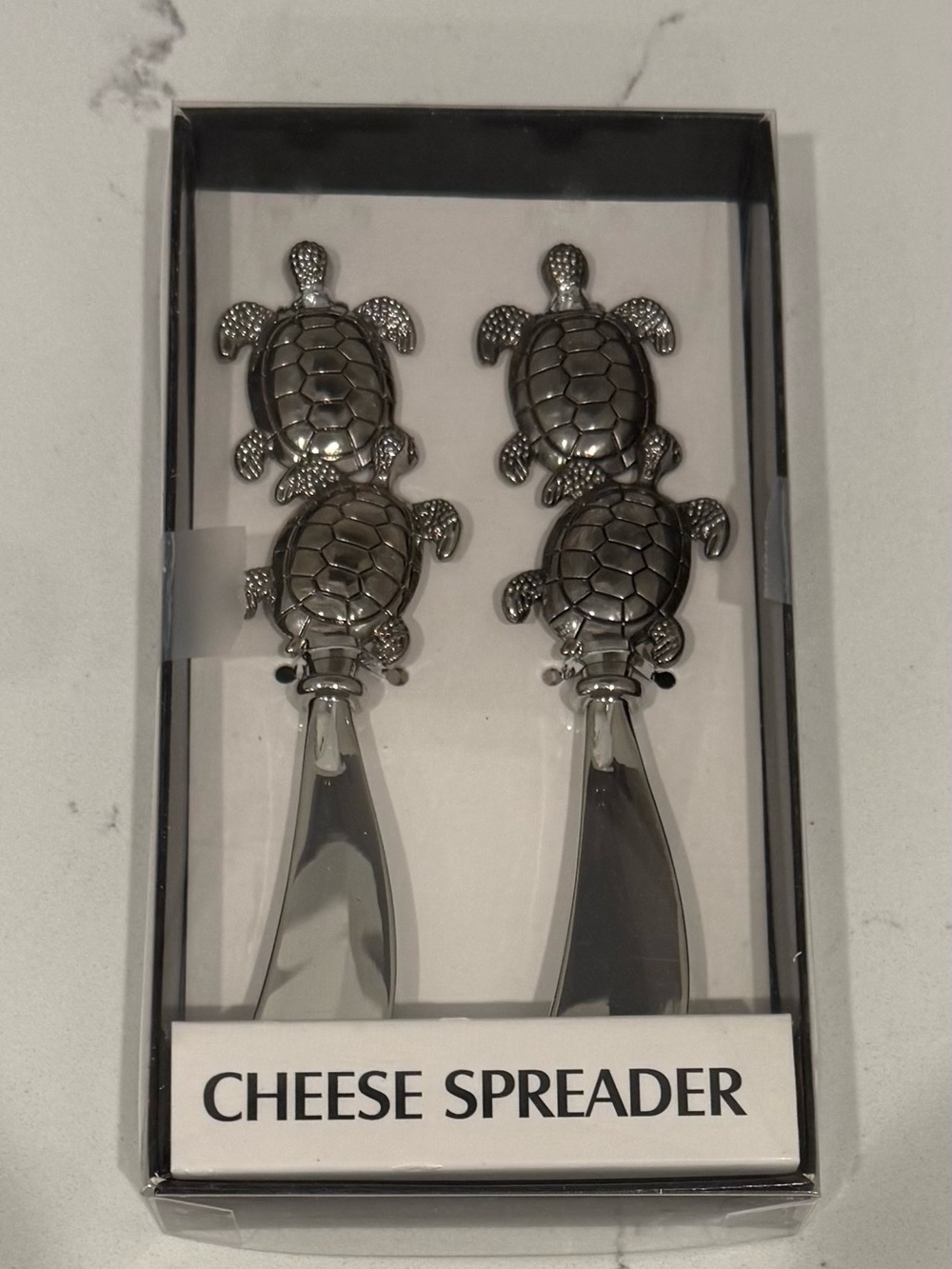 Set of 2 hors d'oeuvres Sea Turtles Spreaders 5.25” New In Box Silver